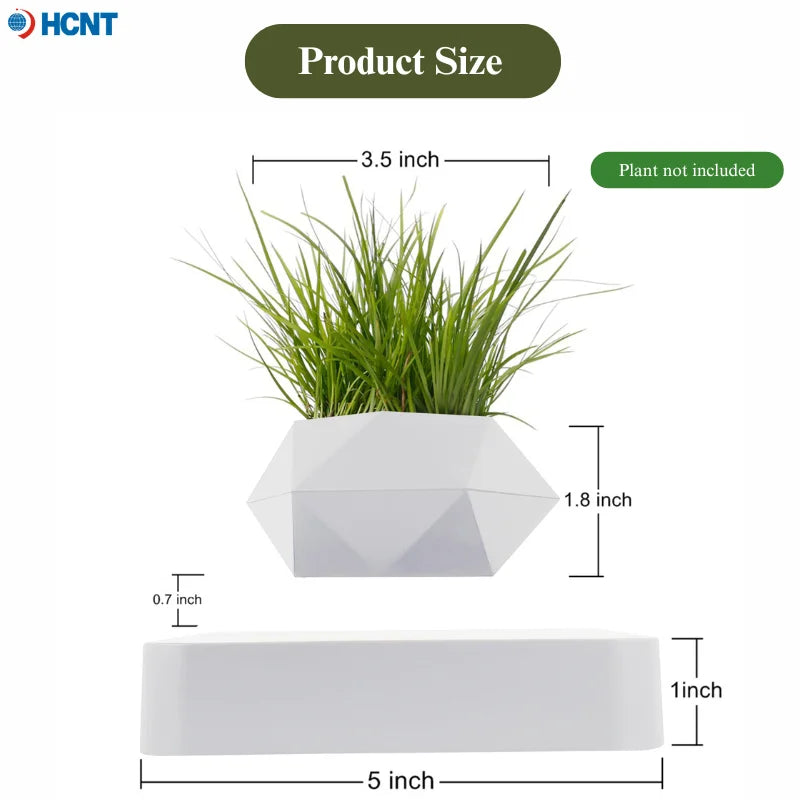 Magnetic Suspension Flower Pot Levitating Air Bonsai Pot Plant Pot Succulent Pot Patio Decoration Desktop Flower/Green Plan