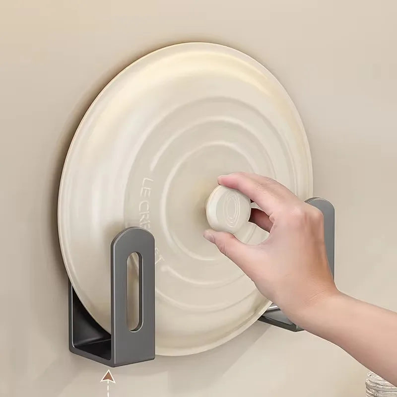2Pcs/Set Pot Lid Rack Pot Cover Cutting Board Holder Sponge Storage Shelf Kitchen Bathroom Wall Mounted Organizer Rack Accessori