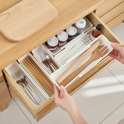 Expandable Utensil Tray Drawer Organizer | Adjustable Flatware & Cutlery Holder