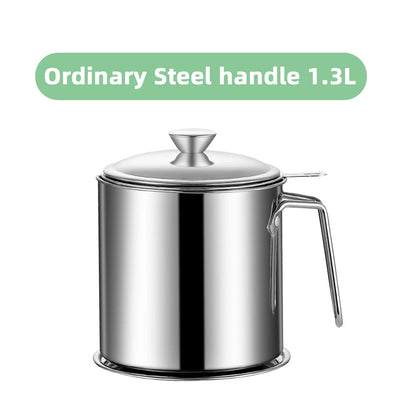 Grease Container Oil Pot with Fine Mesh Strainer Oil Storage Pots Bacon Strainers Stainless Steel Can for Frying Storage