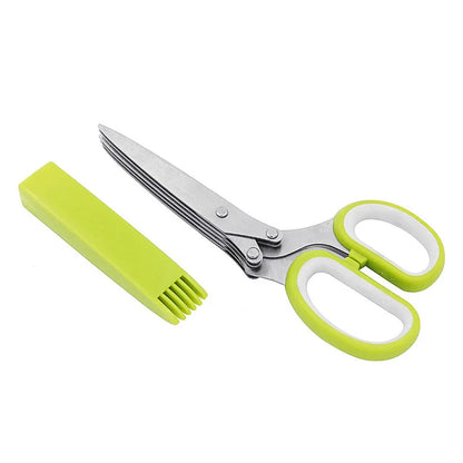 Multi-Layer Scissor Stainless Steel Kitchen Scissor Green Onion Scissor Herb Cutting Shear with Safe Cover Vegetable Meat Shear
