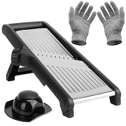 1Pc Mandoline Food Slicer Stainless Steel Food Cutter Vegetable Fruit Chopper Grater Peeler Kitchen Julienne Slicer with 5 Adjustable Blades Food Holder