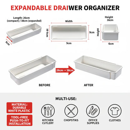 Expandable Utensil Tray Drawer Organizer | Adjustable Flatware & Cutlery Holder