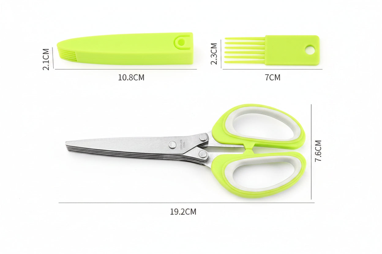 Multi-Layer Scissor Stainless Steel Kitchen Scissor Green Onion Scissor Herb Cutting Shear with Safe Cover Vegetable Meat Shear