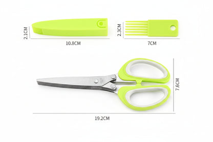 Multi-Layer Scissor Stainless Steel Kitchen Scissor Green Onion Scissor Herb Cutting Shear with Safe Cover Vegetable Meat Shear