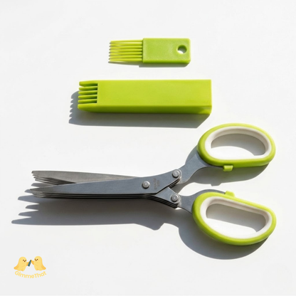 Multi-Layer Scissor Stainless Steel Kitchen Scissor Green Onion Scissor Herb Cutting Shear with Safe Cover Vegetable Meat Shear