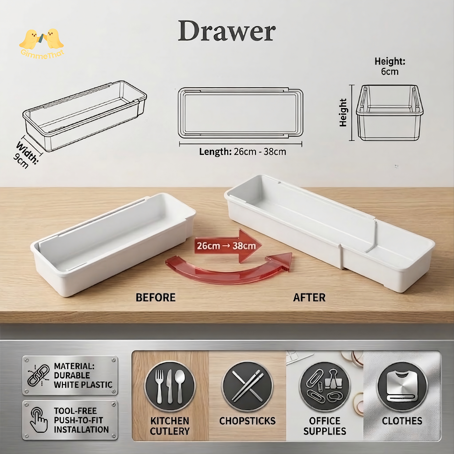 Expandify Utensil Tray Drawer Organizer