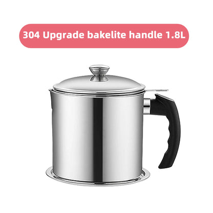 Grease Container Oil Pot with Fine Mesh Strainer Oil Storage Pots Bacon Strainers Stainless Steel Can for Frying Storage