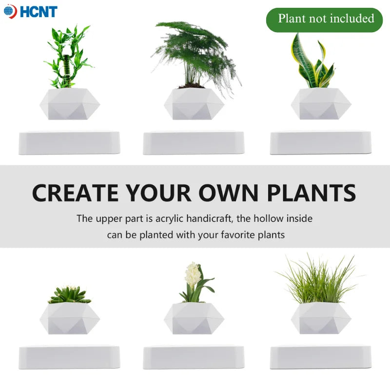 Magnetic Suspension Flower Pot Levitating Air Bonsai Pot Plant Pot Succulent Pot Patio Decoration Desktop Flower/Green Plan