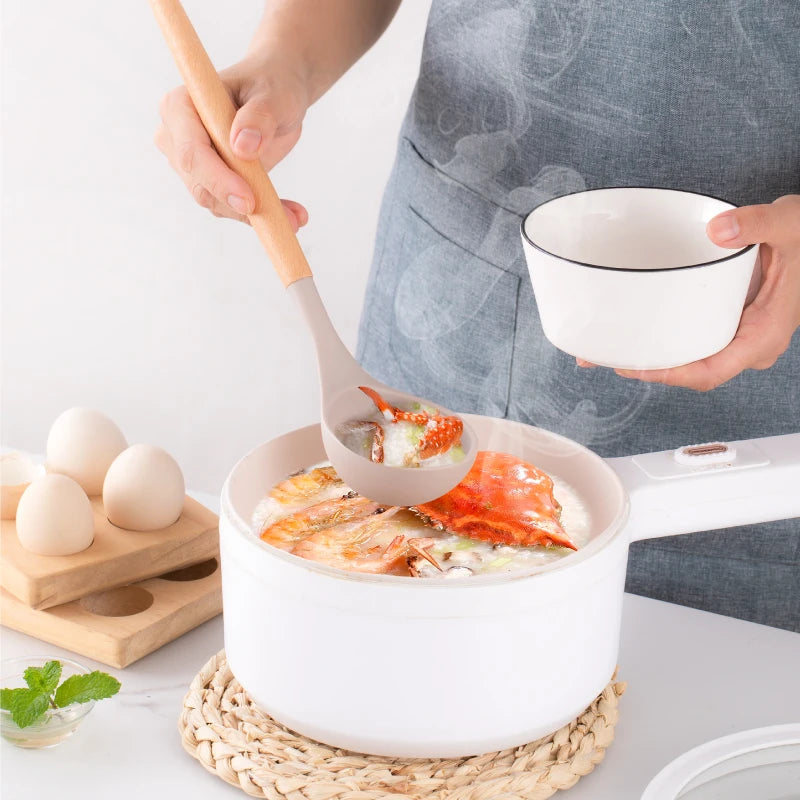 12Pcs, Silicone Utensil Set, Khaki Kitchen Utensil Set with Wooden Handle, Safety Cooking Utensils Set, Non-Stick Kitchen Tools